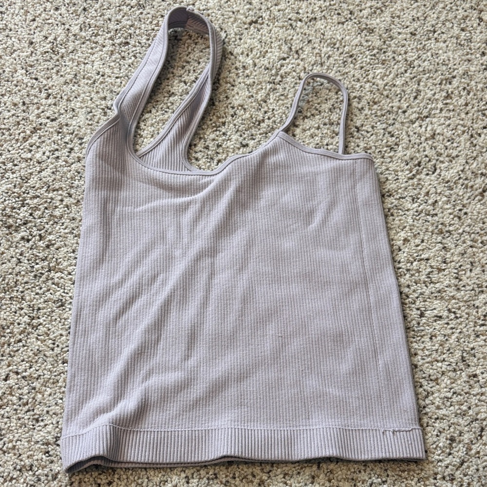 Gray Ribbed Tank Top